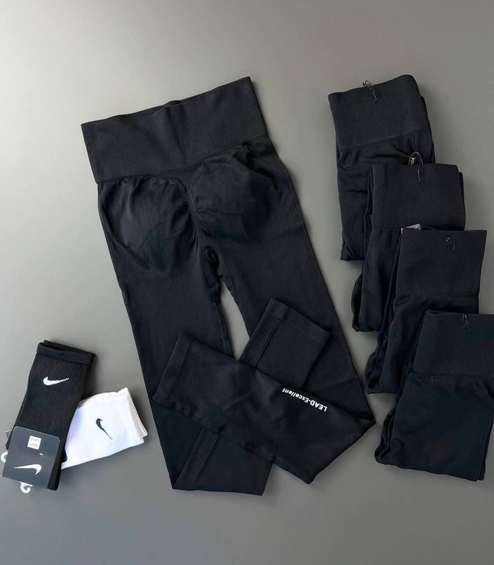 لگ ورزشی زنانه پشت چیندار سیملس مشکی با کمر گنی ۱۰ سانتی برند نانو