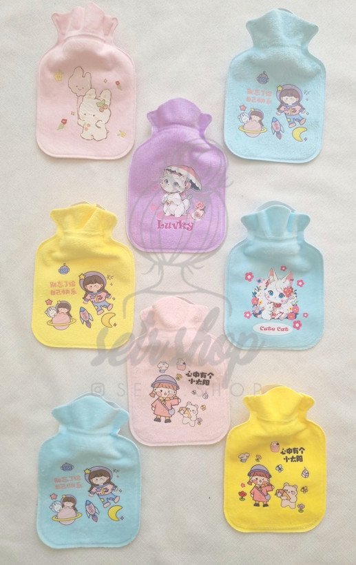 کیسه آبگرم مخملی وارداتی در ۷ طرح فانتزی با درب پلاستیکی ایمن