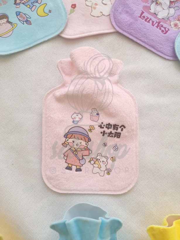 کیسه آبگرم مخملی وارداتی در ۷ طرح فانتزی با درب پلاستیکی ایمن