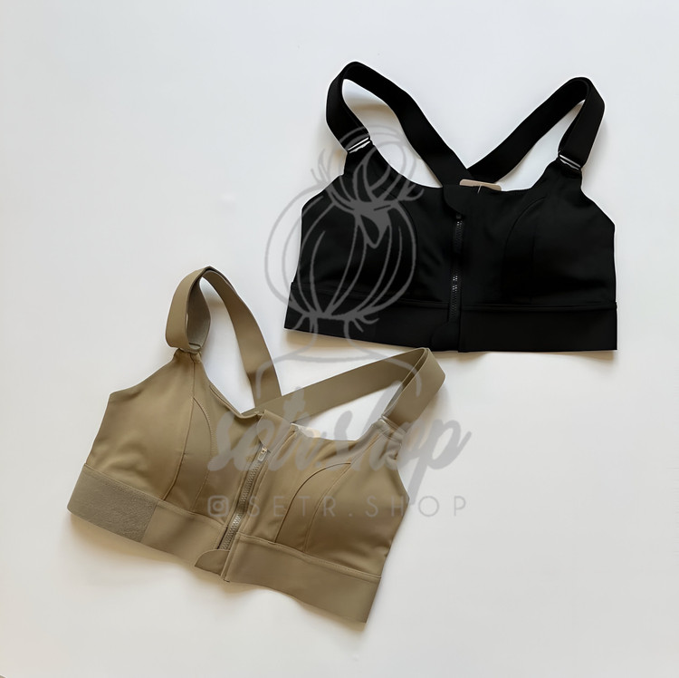 نیمتنه ورزشی حرفهای Lishas Secret با زیپ جلو، قزن داخلی و طراحی پشت ضربدری