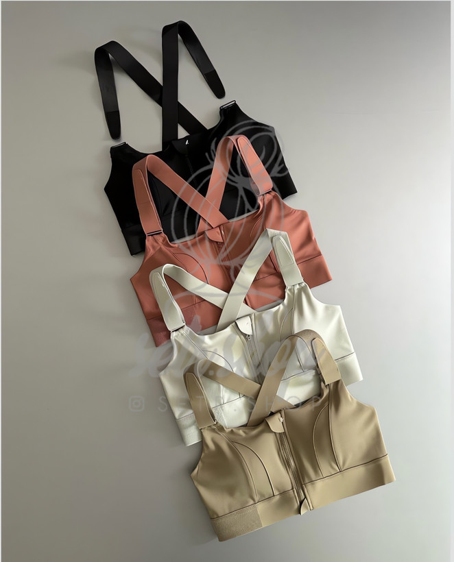 نیمتنه ورزشی حرفهای Lishas Secret با زیپ جلو، قزن داخلی و طراحی پشت ضربدری