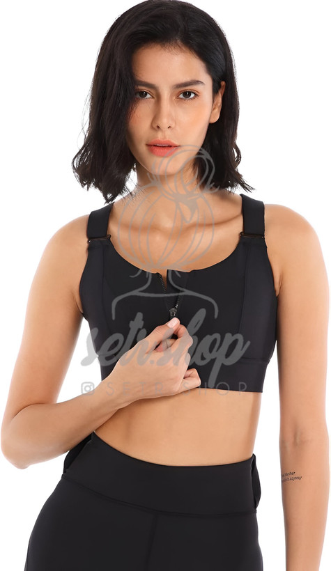 نیمتنه ورزشی حرفهای Lishas Secret با زیپ جلو، قزن داخلی و طراحی پشت ضربدری