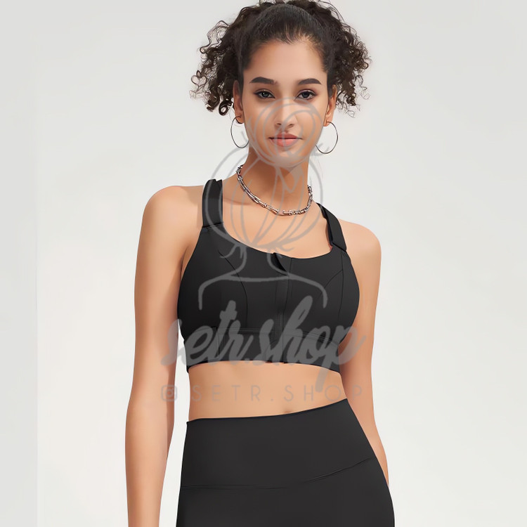 نیمتنه ورزشی حرفهای Lishas Secret با زیپ جلو، قزن داخلی و طراحی پشت ضربدری