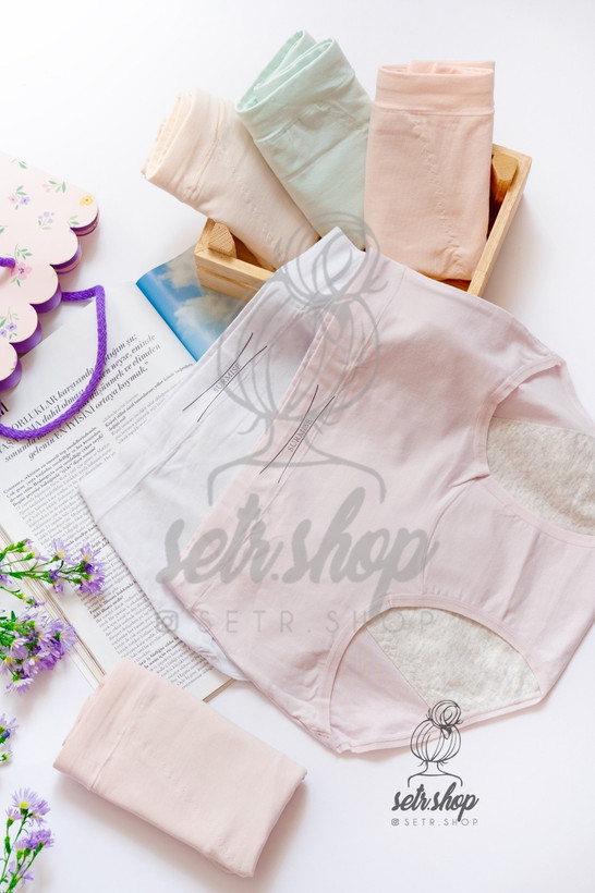 شورتکس پریودی زنانه نخی با لایه محافظ ضد نشت و رنگبندی پاستیلی روشن