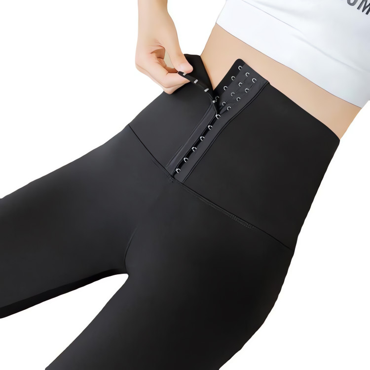 لگ گنی زنانه مشکی کمر پهن ۱۷ سانتی قزندار با سه ردیف تنظیمی، فرمدهنده شکم و پهلو