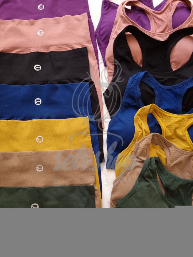 ست ورزشی زنانه وارداتی فری سایز شلوارک کمر گنی ۷ رنگ