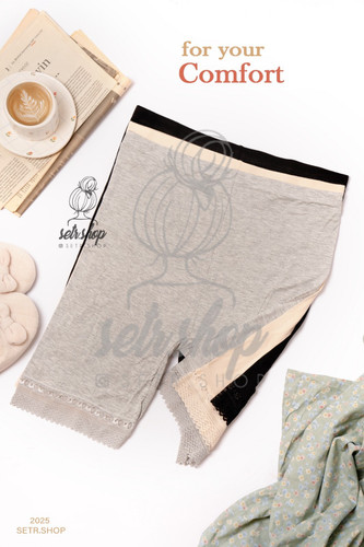 شلوارک بلند زنانه سوپر نخ با لب گیپوری برند دنیز در رنگهای طوسی، مشکی و کرم