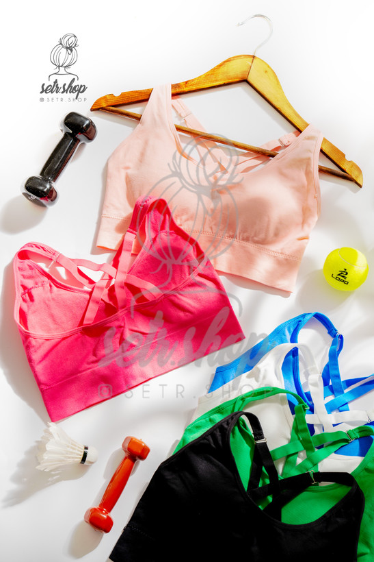 نیمتنه ورزشی با طراحی ضربدری و دستکهای فلزی وارداتی در رنگهای آبی، صورتی، سفید، مشکی، سبز و سرخابی