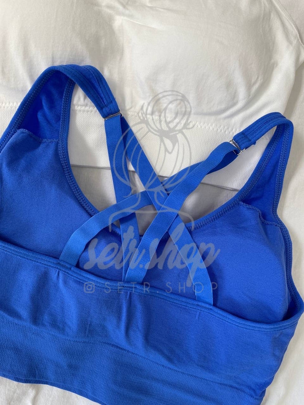 نیمتنه ورزشی با طراحی ضربدری و دستکهای فلزی وارداتی در رنگهای آبی، صورتی، سفید، مشکی، سبز و سرخابی