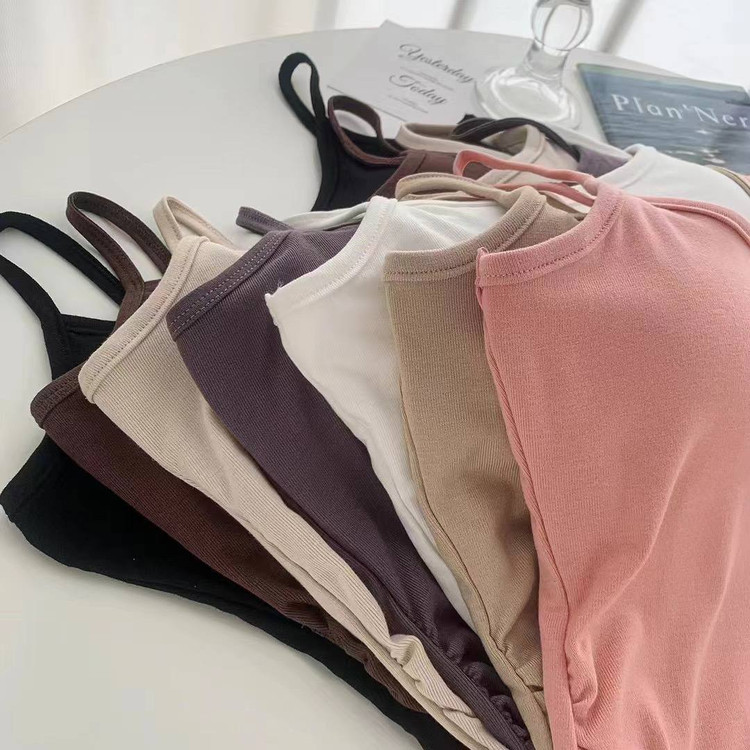 تاپ کراپ کاپدار یک طرفه با چاک بلند در رنگهای صورتی و کرم