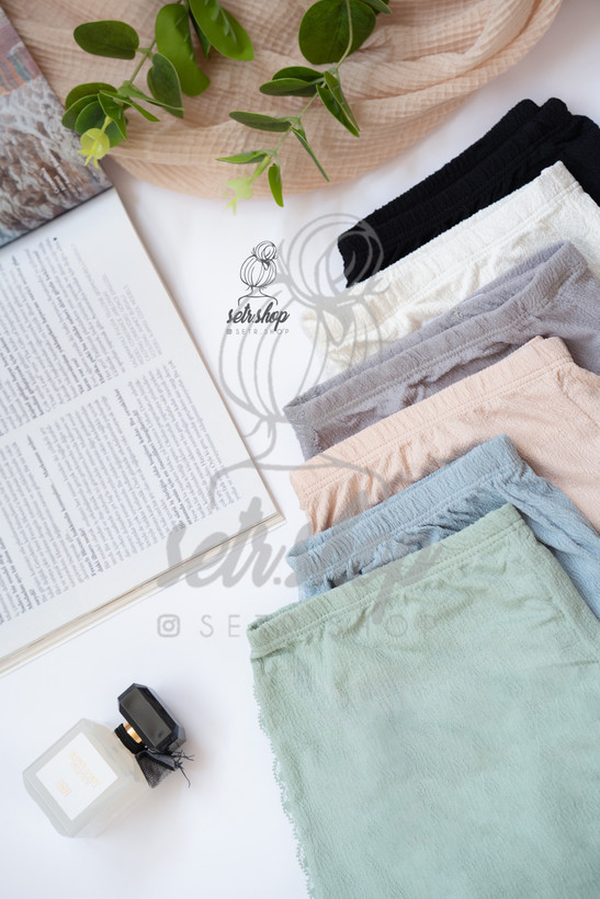 شورتک بغل توری راحتی زنانه وارداتی با کمر کشی و طراحی فری سایز