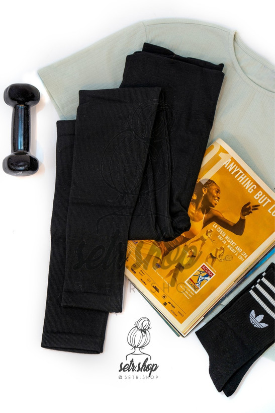 لگ کبریتی توخزدار مشکی نانو طلایی فری سایز با کمر پهن برای استفاده در باشگاه و بیرون خانه